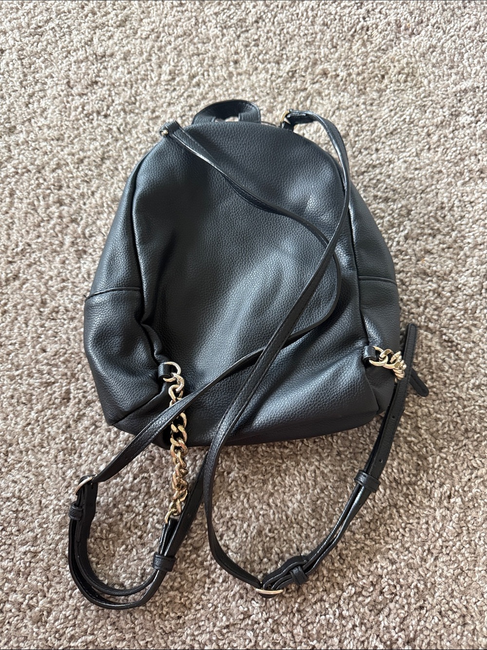 Victoria's Secret Black Quilted Mini Backpack with Gold Chain Accent - Picture 2 of 2
